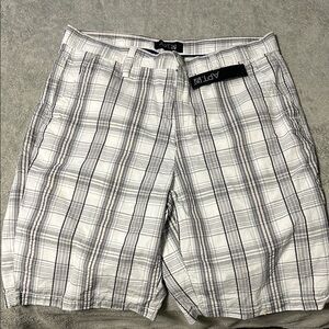 Apt. 9 Men's Flat Front Plaid Shorts - Black and White
